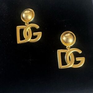 Luxurious Gold Logo Drop Earrings